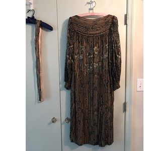 Vintage Silk Boat Neck Dress and sash